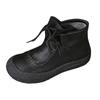 Women's Lace Up Leather Ankle Boots Round Toe Platform Flat Bottom Outdoor Wear Fashionable Casual Ankle Boot Heels for Women