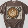 Turntable Coffee Shirt: Vinyl Record Latte Art, Comfort Colors Cotton Tee