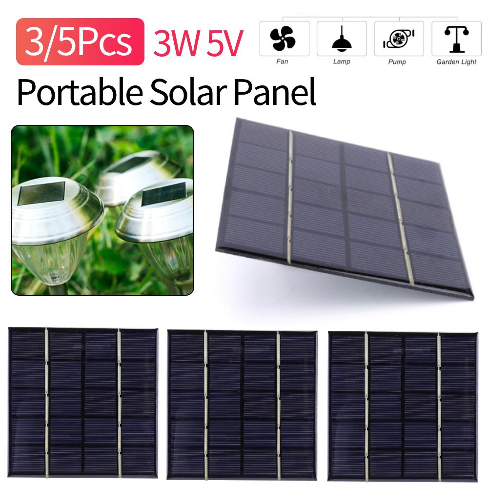 3/5Pcs 3W 5V Portable Solar Panel Photovoltaic Cells Solar Plate for 3.7V Battery 3-5V Battery/Phone Charger Solar Panel Charger