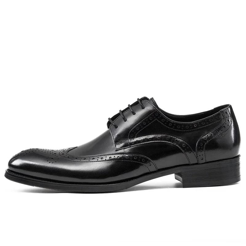 Fashion 2024 New Cowhide Block Carved Men's Shoes Genuine Leather British Men's Shoes Vintage Classic Dress Shoes Handmade High Quality