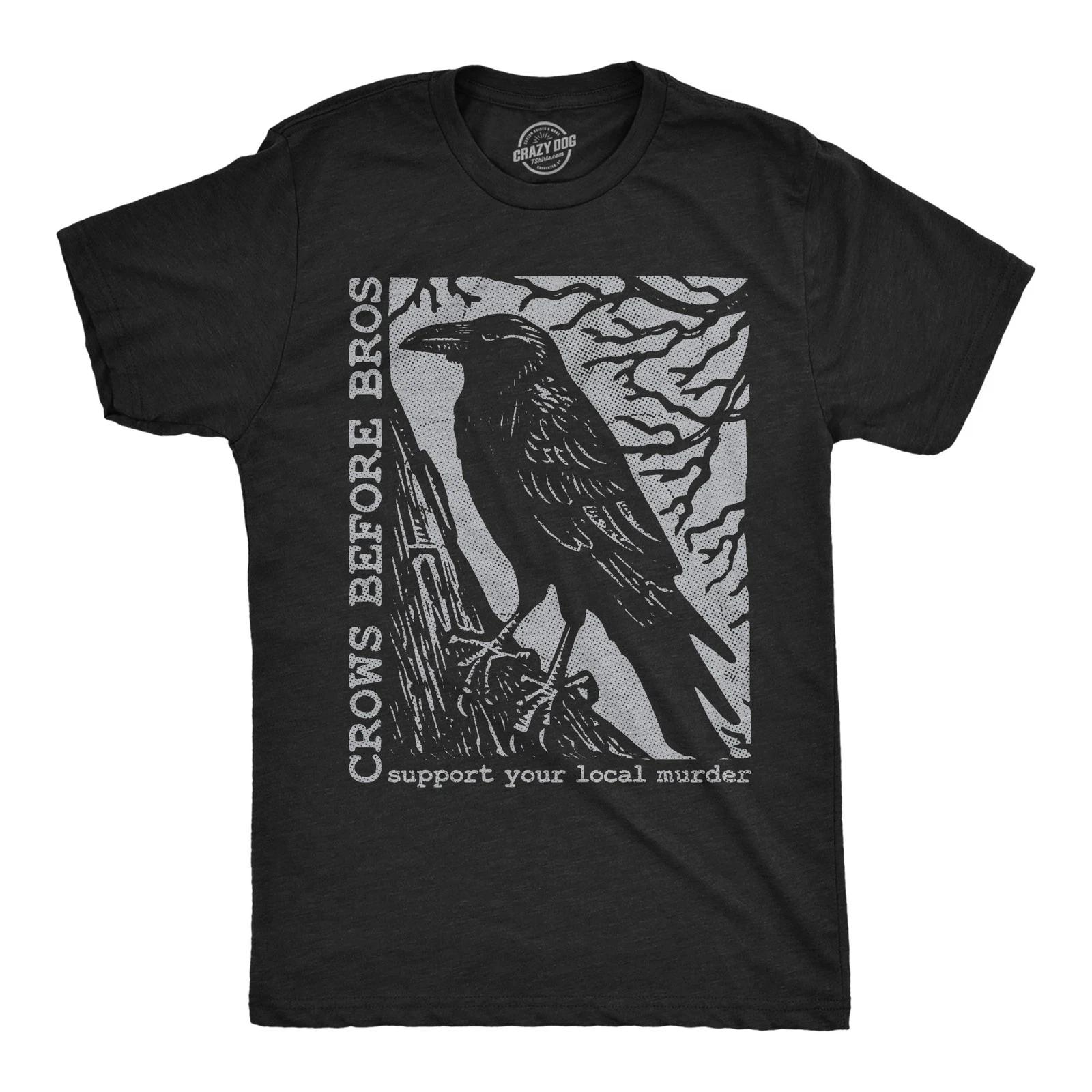 Mens Funny T Shirts Crows Before Bros Sarcastic Poe Graphic Novelty Tee for Men XS