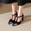 Fashion 2025 New Women Pumps Shoes High Heel Genuine Leather Fashion Casual Summer Sexy Square Toe Office Shoes Sandal Party Woman 34-41