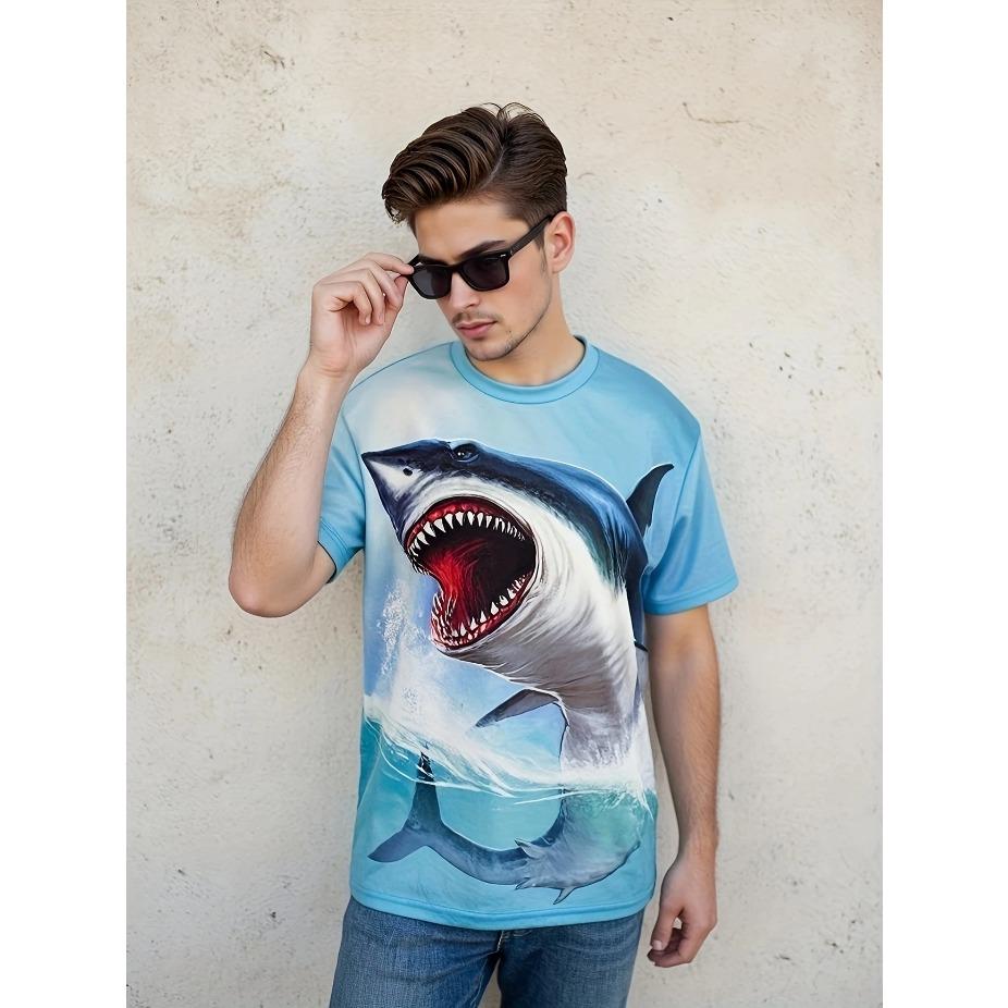Men's Casual Short Sleeve T-Shirt - Animal Print Skull & Foliage Graphic Breathable Summer Tee Round Neck for Outdoor & Casual Wear, Summer