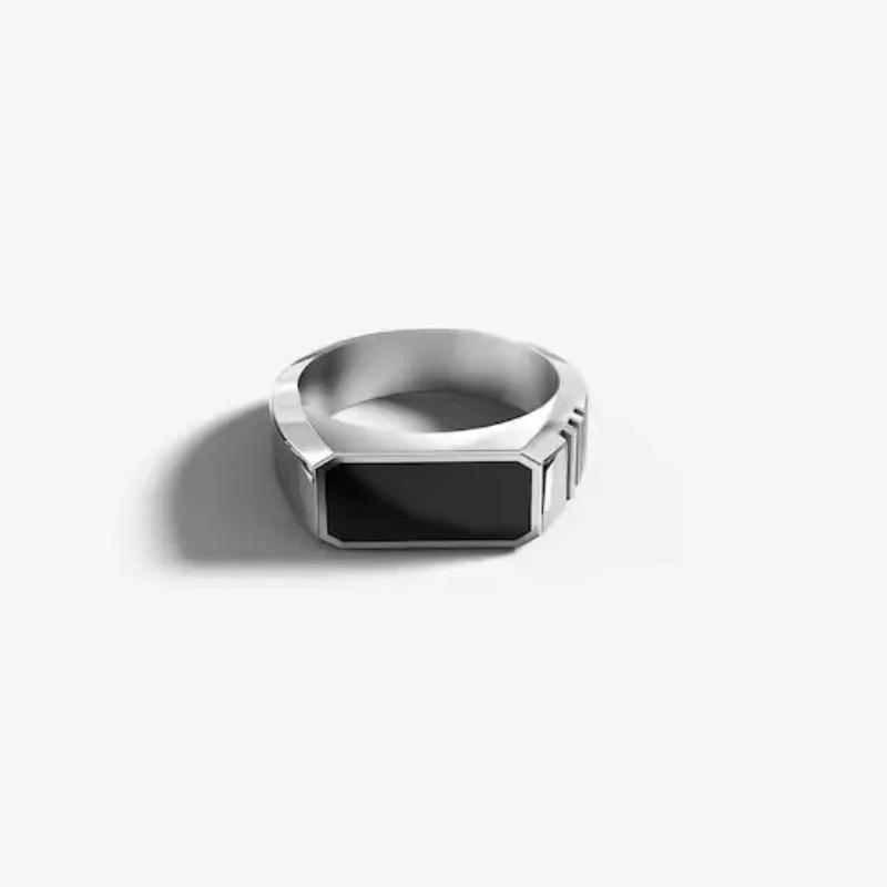 Drip Oil Electroplated  Trendy Hip Hop Square Ring Aggressive Personality Retro Men's Ring