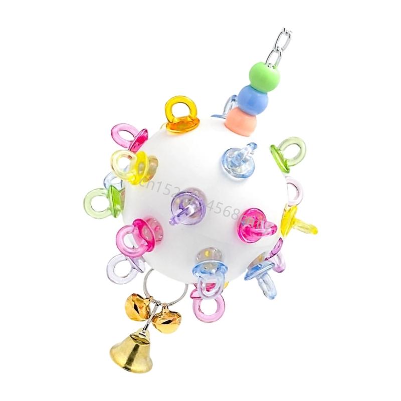 Safe Bird Chew Toy Hanging Teething Ball With Bells For Parrots Boredom Reduce 6XDE