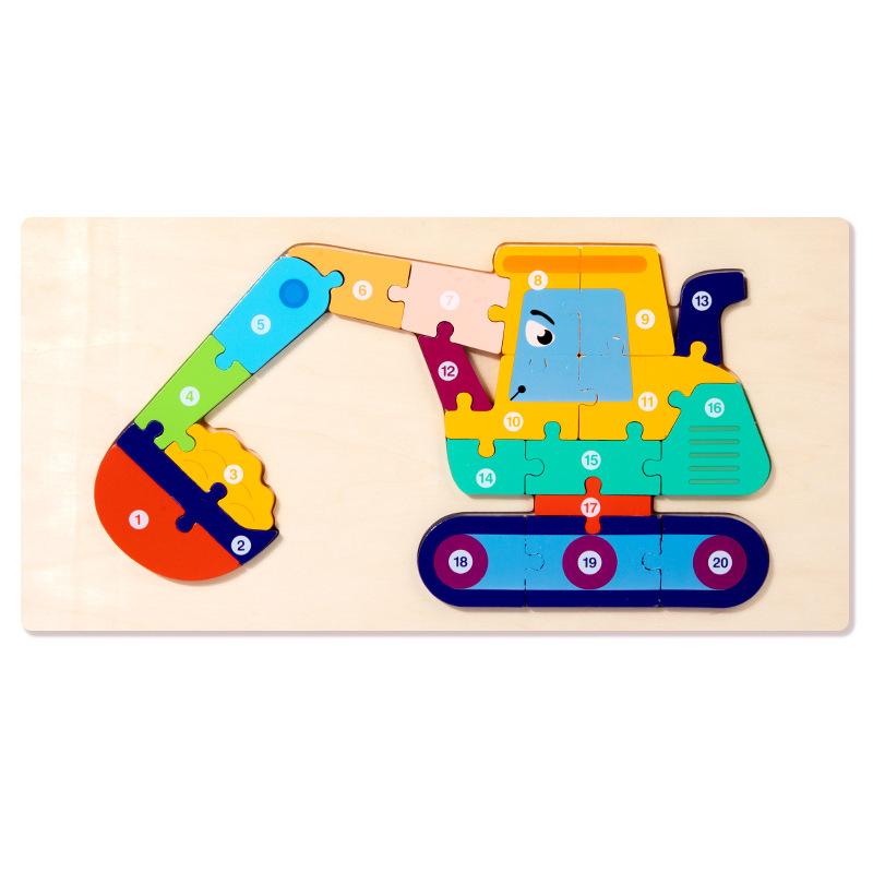 Children'S Early Education Puzzle Large Buckle Three-Dimensional Dinosaur Animal Digital Cognition Puzzle Puzzle Toy