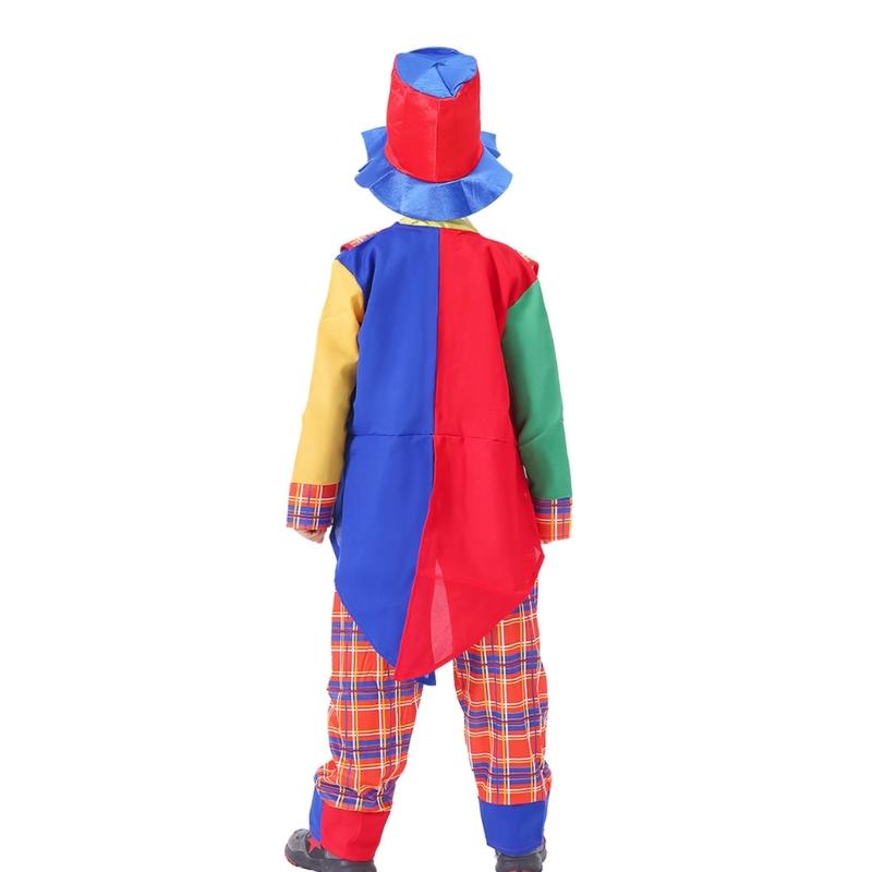 Zestaw Kostiumu Klauna dla Dzieci 5 Sztuk Zawiera Płaszcz Spodnie Buty Klauna Kapelusz Klauna Akcesoria do Kostiumu Klauna na Halloween Cosplay