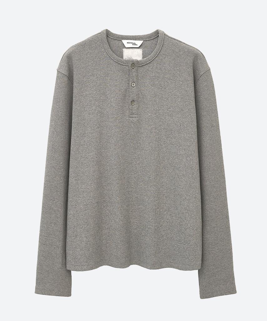 MOONSUN 02 M.C For Men, Henley Neck Ribbed T-Shirt / Gray