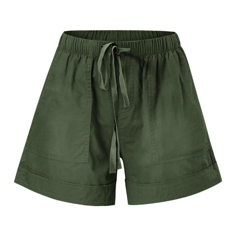 Plus Size Women's Casual Loose Shorts Pants with Elastic Waist Drawstring and Pockets