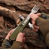 7-In-1Stainless Steel Multifunctional Tableware Set For Outdoor Activities Camping Cutlery Folding Knife Fork Spoon Outdoor Tool