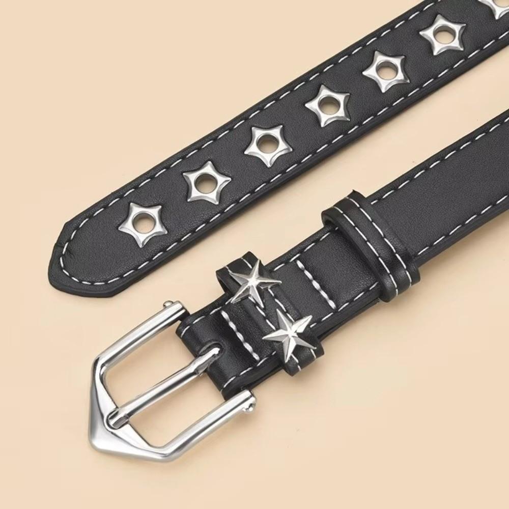 Hollow Star Design Eyelet Belt Eyelet Detail Pin Buckle Belt Classic Y2K Belt Trendy Streetwear