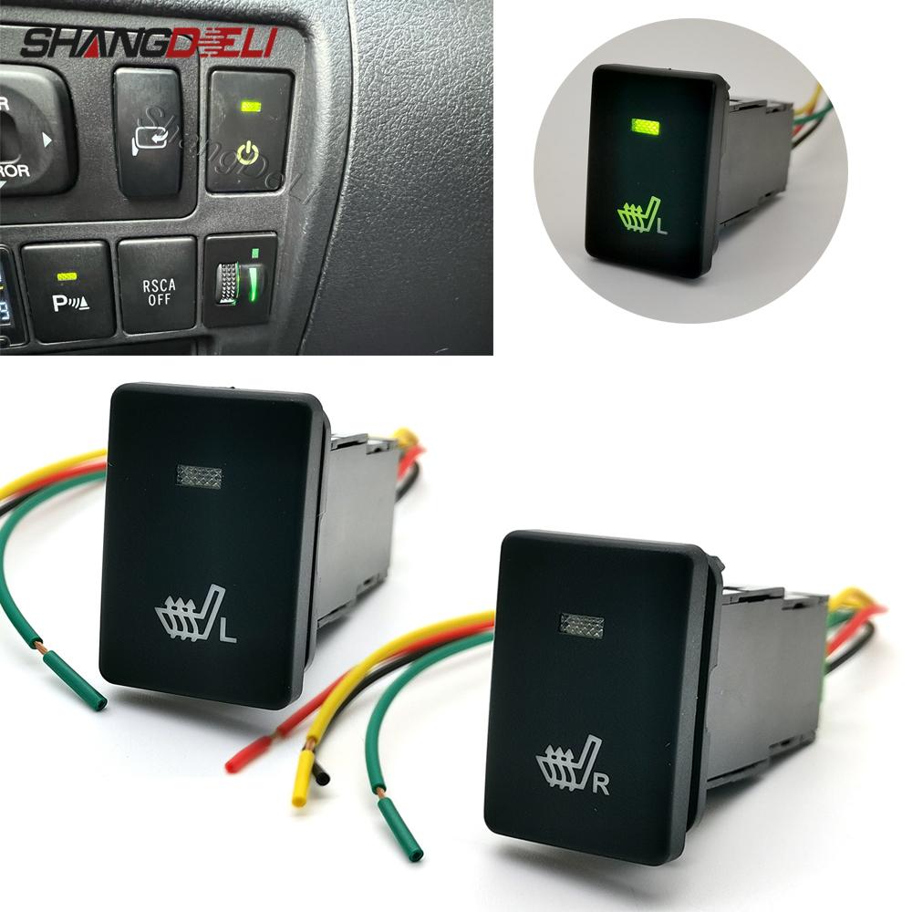 1 Pair Green LED Light Right and Left Car Seat Heating Button Switch With Connecting Wire For Toyota Camry Prius Corolla PRADO