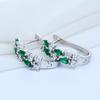 Women's Fashion Jewelry Silver Color Charm Green Crystal Stud Hoop Earrings Drop Earrings