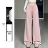 Spring 2026 Deep Gray Plus Size High-Waisted Wide-Leg Pants for Women