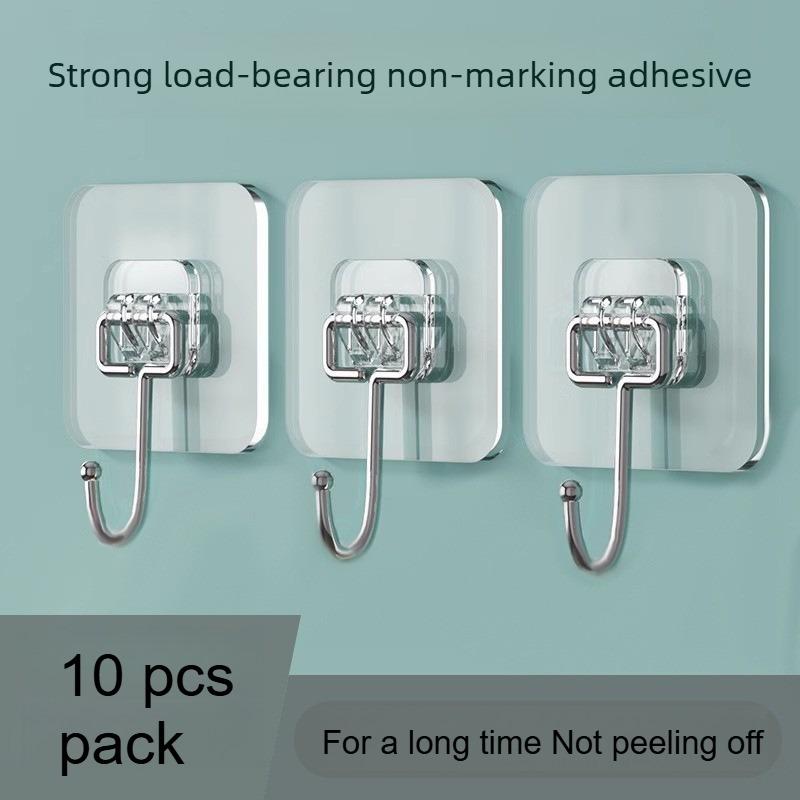 Strong Adhesive Hook Without Trace No Drilling Required Hook Bathroom and Kitchen Load-bearing Sticky Hook 10 pcs/pack