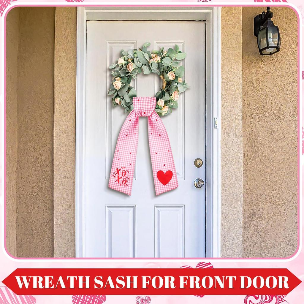 VitalCozy Wreath Sash for Front Door Wreath Satin Sash for Embroidery Monogram Garland Ribbon Accessories Xmas Party Yard Doorway Indoor Outdoor Wall