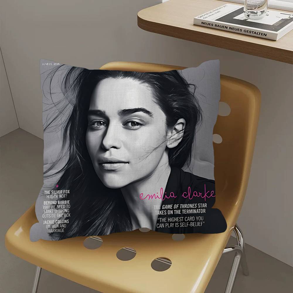 E-Emilia C-Clarke Cushion Cover Car Throw Pillow Case For Sofa Car Christmas Gift 40x40cm 45x45cm