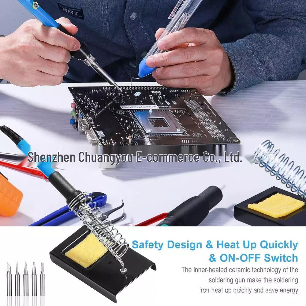 15-in-1 60W Soldering Iron Kit with Switch, Solder Wire, PU Storage Bag, 110V/220V