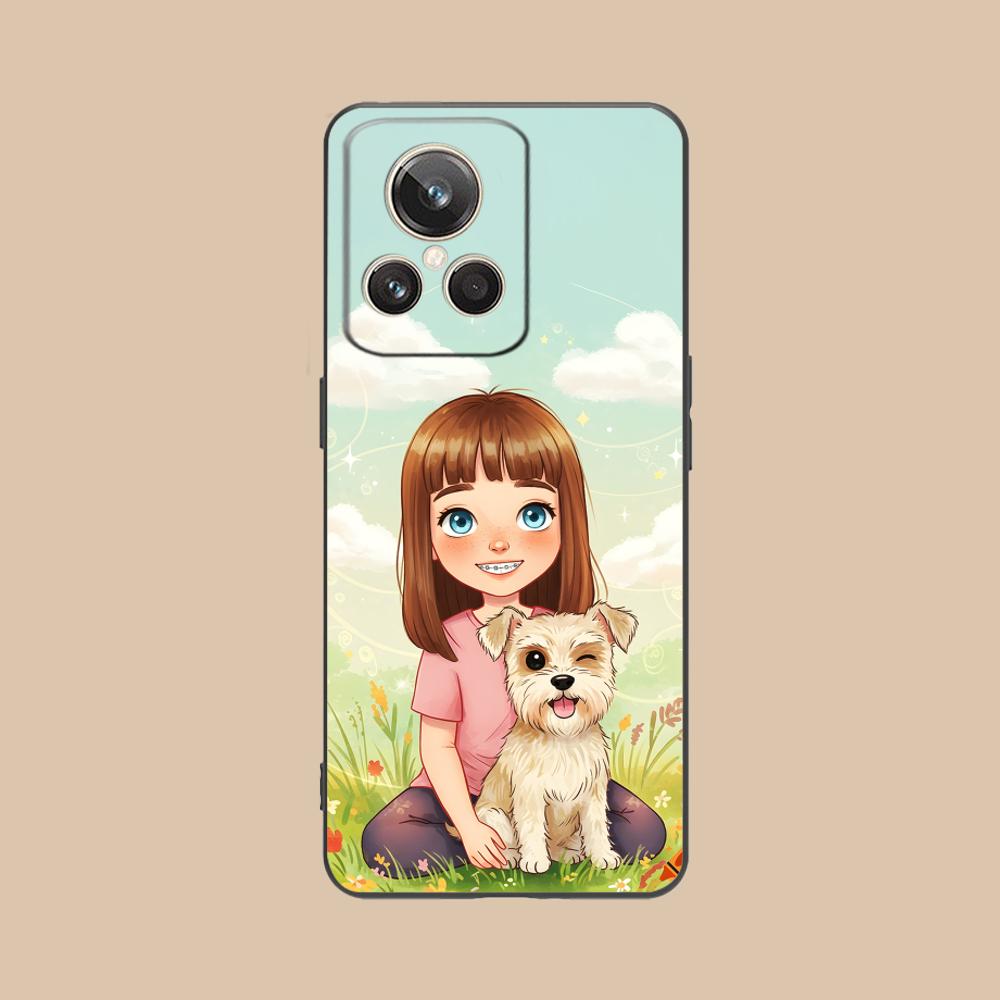 Girl Dog Puppy Matte TPU Mobile Phone Case for Realme GT 8 Neo Pro C75 73 71 C67 65 C55 53 C35 31 C20 15 Colorful Cover