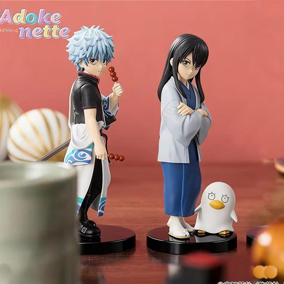 In stock 14CM Anime Gintama Figure Sakata Gintoki Katsura Kotarou Animation Model Toys Gifts Collection Decoration Ornaments