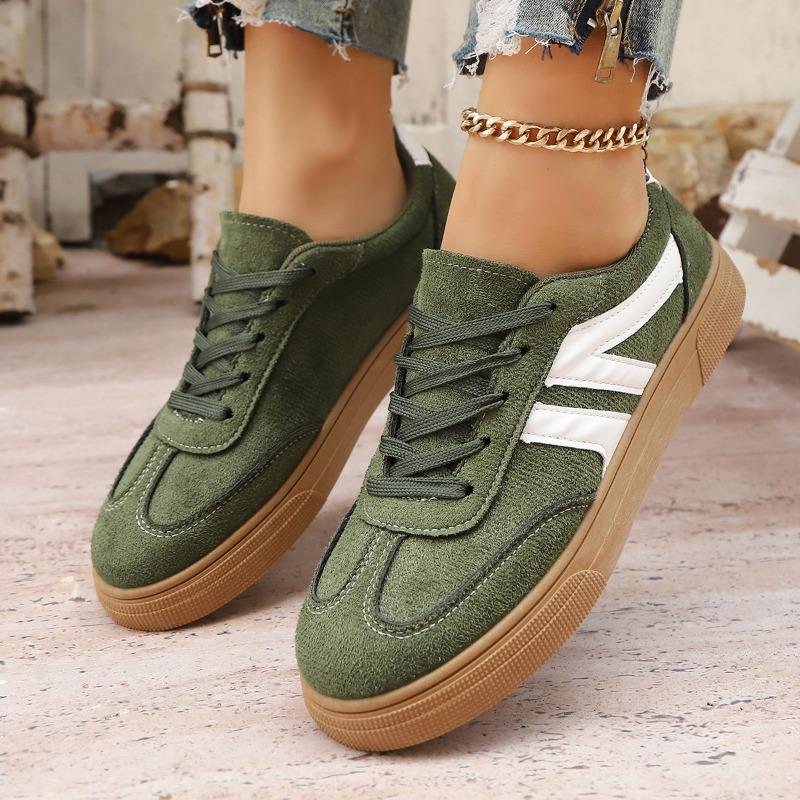 

Женские повседневные спортивные кеды большого размера в стиле ретро De Xun 40 зелёный