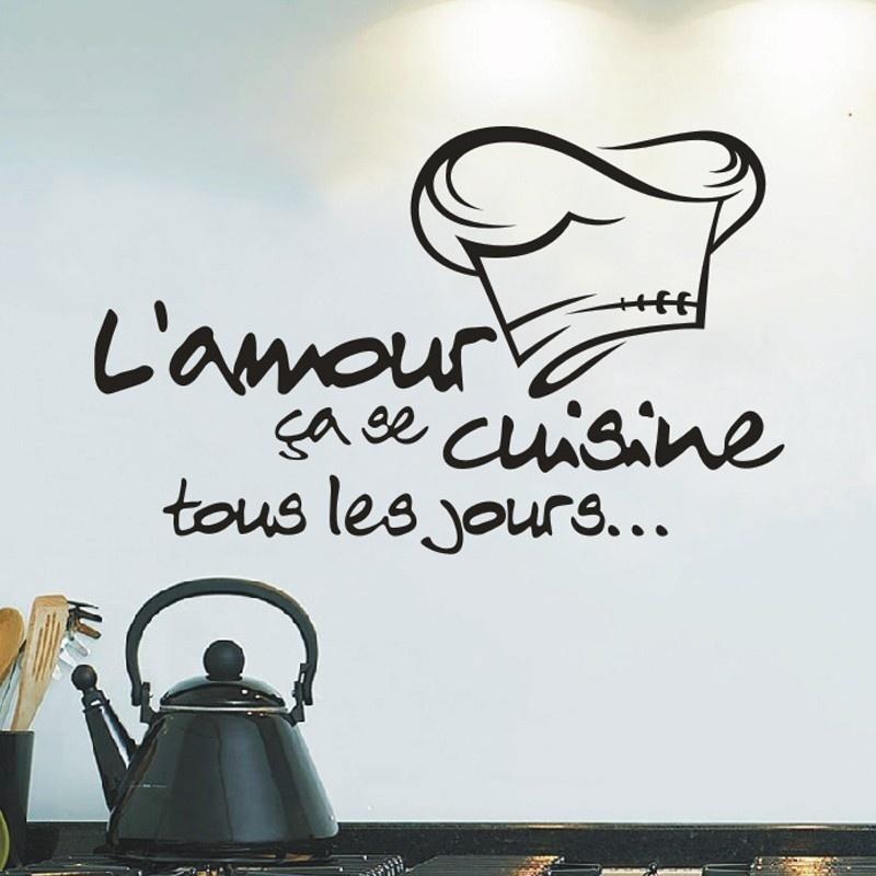 1 pz Lamour Amore Intagliato Adesivi Murali Cucina Francese Romantico Camera da Letto Soggiorno Decorazione Cucina Ristorante Caffetteria Adesivi Tè