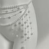 Multitier Pearls Fringe Body Chain Belt for Women Vintage 90s Costume Jewelry Waist Decoration for Evening Gowns
