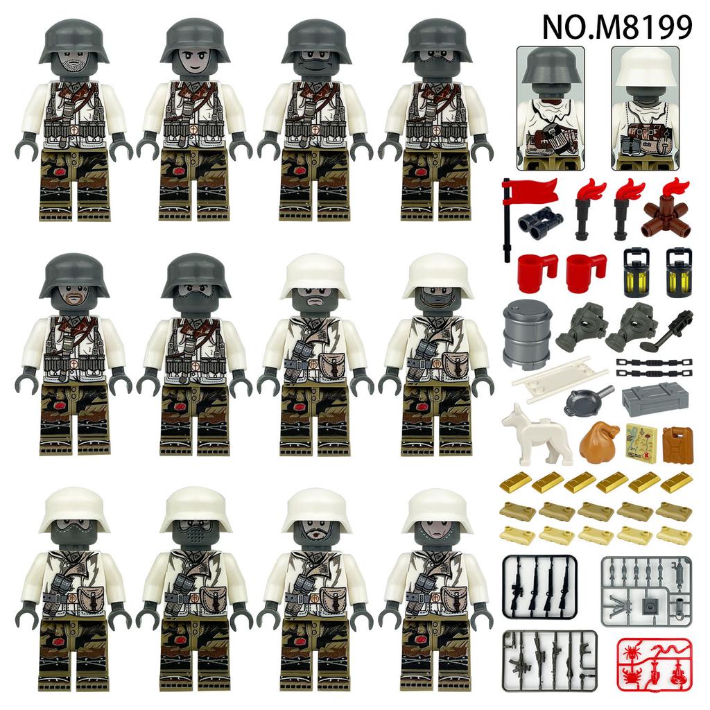Deutsche Gebirgsdivision Phalanx Minifiguren M8217 Kinder Zusammenbauen Kleine Teilchen Baustein Spielzeug Waffenbox