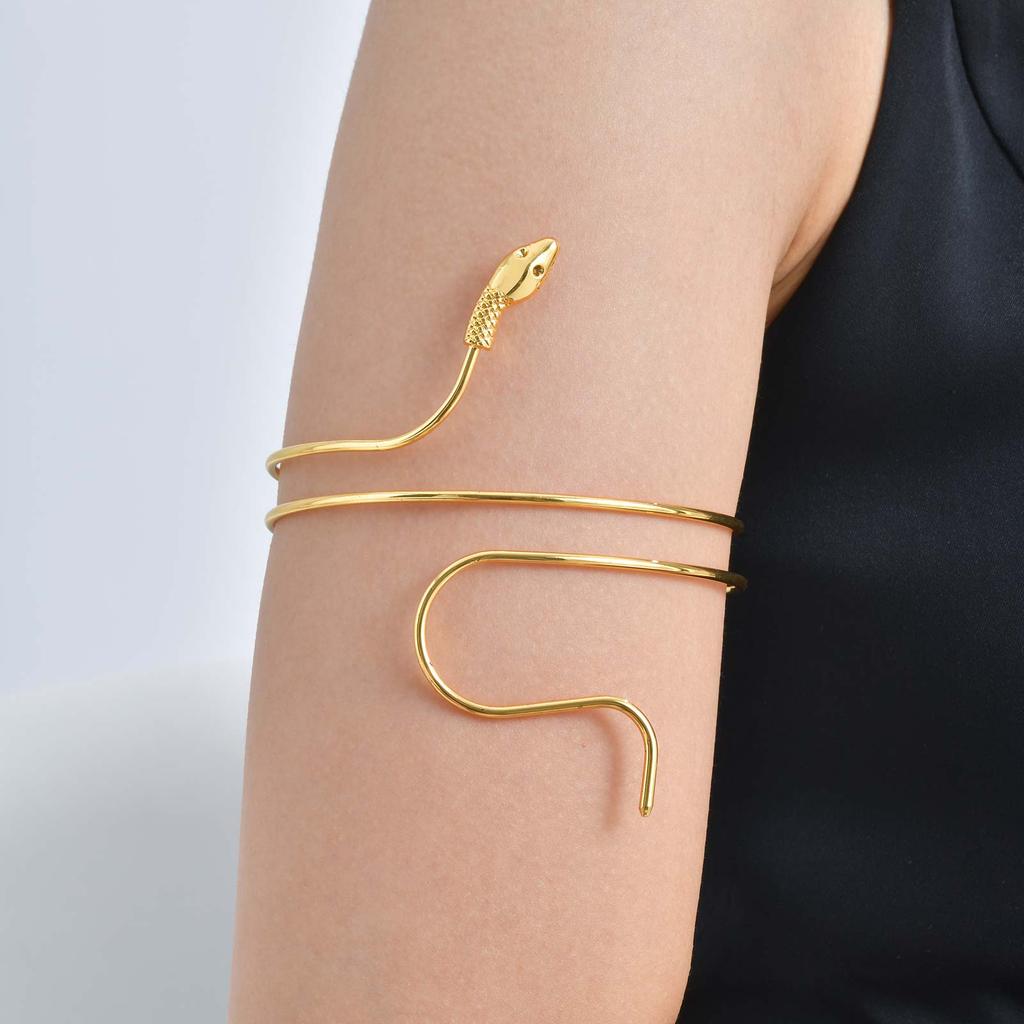 Upper Arm Armlet Bracelets for Women, Fashion Creative Spiral Line Adjustable Armband Cuff Bangle, Luxury Aesthetic Jewelry