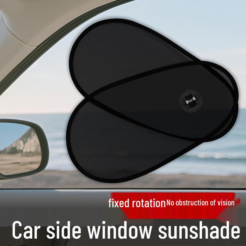 Adjustable Car Window Sun Shade with Suction Cup - Foldable Black Mesh for Sun Protection, No View Obstruction
