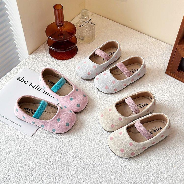 Women's treasure leather shoes 2025 spring and autumn new ballet round head small ladyshoes girls shoes princess women's treasure dopamine polka dot