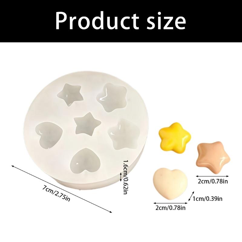 Practical Pendant Molds Star and Heart Shape Handmade Ornament Moulds Silicone Texture for Clay Wax and Resin Crafting