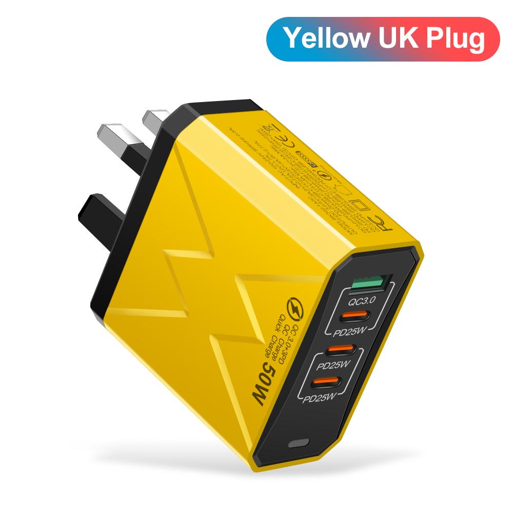 Total 100W 4Ports Charger USB Quick Charging 3.0 Mobile Phone Wall Adapter For iPhone Samsung Xiaomi  Fast Charge