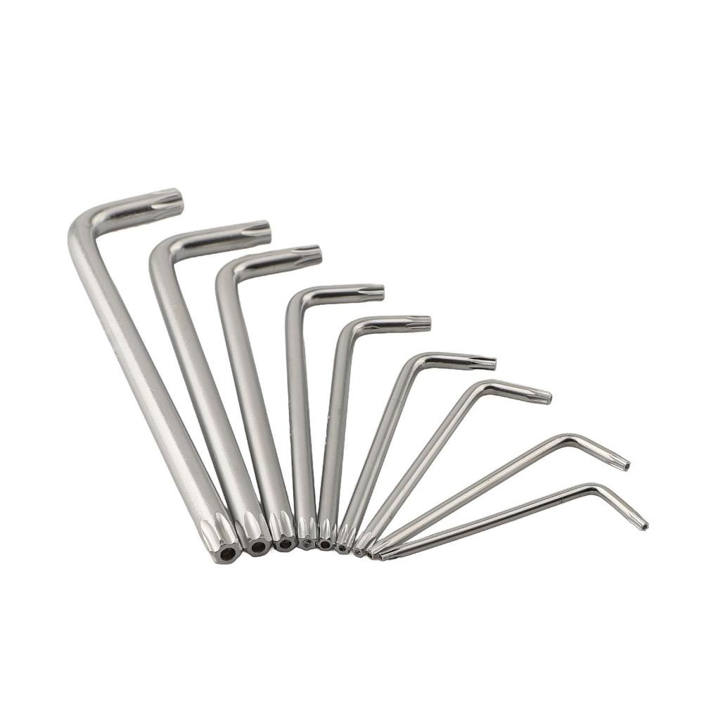 Professional Maintenance Star Wrench Set L-Type Star Keys Star Wrench Kit Set Silver Heat Treated Construction