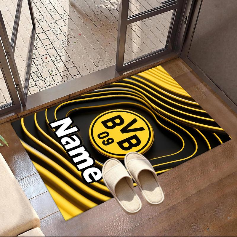 Alfombra Personalizada con Nombre y Estampado del Borussia Dortmund, Alfombra Versátil para Decoración del Hogar, para Sala de Juegos, Apartamento, Balcón, Entrada, Pasillo Regalo