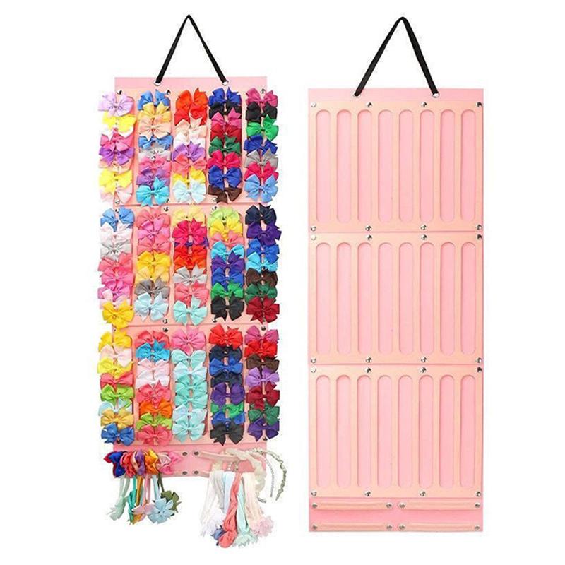 Organizador de laços de cabelo para pendurar na parede, suporte de faixa de cabeça de grande capacidade, cabide de armazenamento de grampo de cabelo, acessório de economia de espaço para quarto de menina