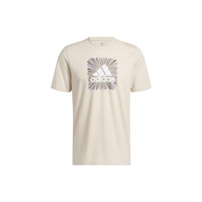 Round Neck Logo Print Short Sleeve T-Shirt Men Tops Beige IC7788