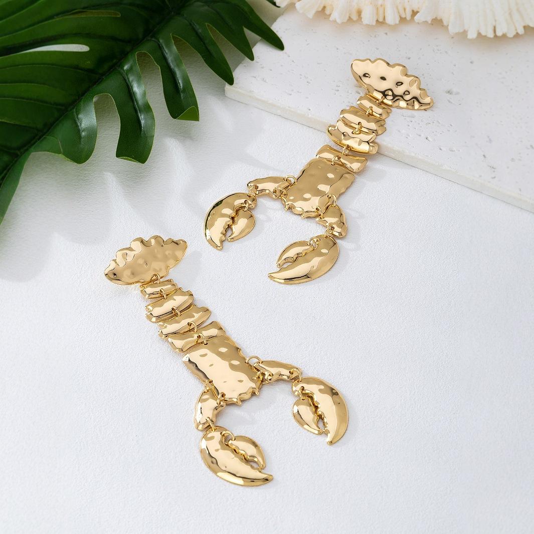 

New Personality Exaggeration Creative Lobster Earrings for Women Girls Geometric Ear Accessories Holiday Party Creative Gifts бронзовый