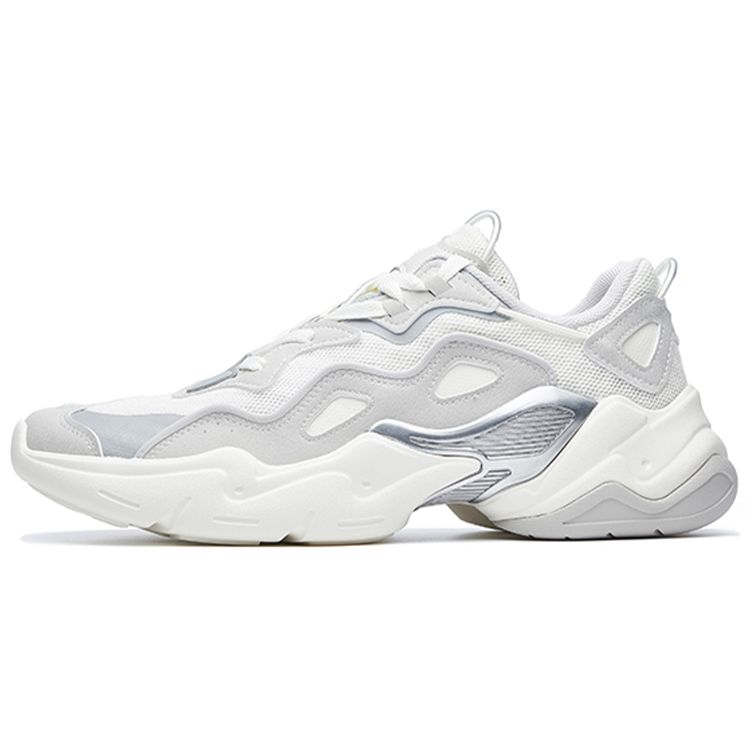 Anta Lifestyle Series Shock Absorbing Non-Slip Wear-Resistant Breathable Low-Top Dad Shoes Men sneaker Ivory Gray 112038883-1