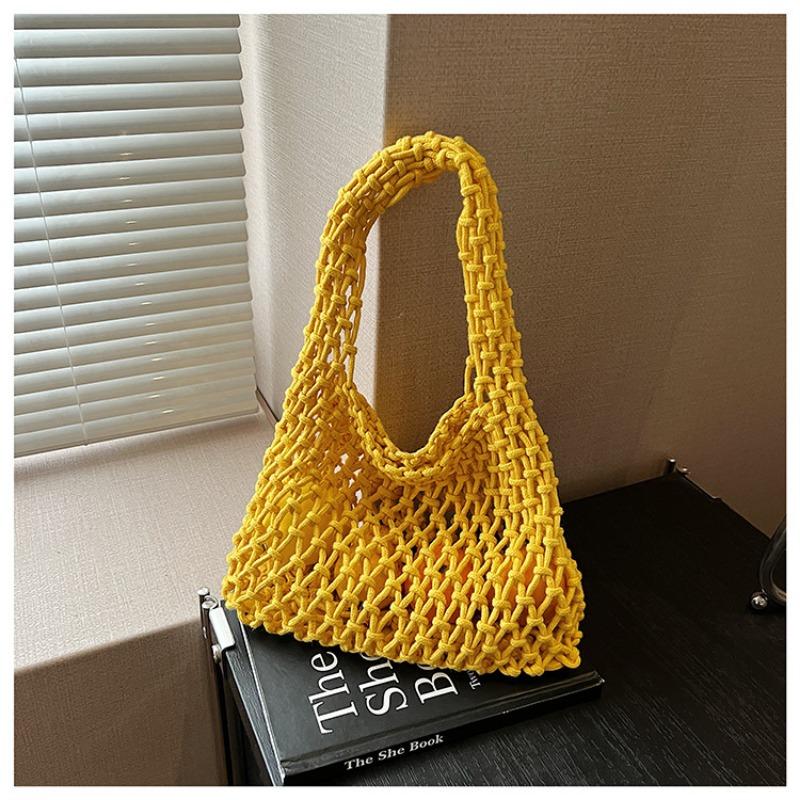 Hollow Knitted Handbag Summer New Solid Color Niche Design Fashionable Versatile Women's Bag