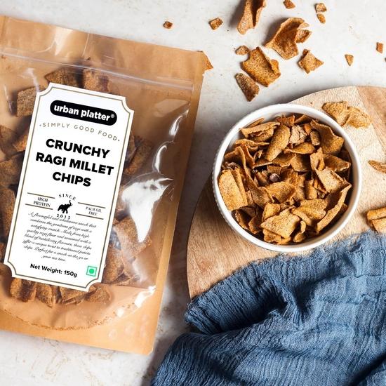 urban platter Crunchy Ragi Millet Chips, 150Gram [Nachni Chips, High Protein, Delicious Snack]