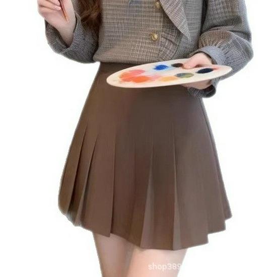 

Women s Korean Style Color Block Suit: 2026 Spring Casual Plaid Top & Pleated Skirt Two-Piece Set L