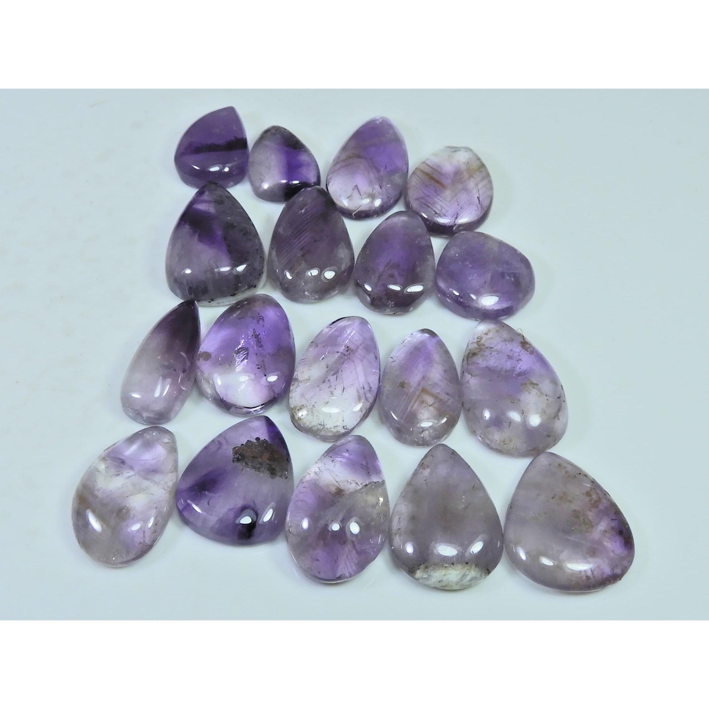235Cts. Natural Amethyst Lace Agate Pear Shape Cabochon Gemstone 18Pcs Lot C-1906