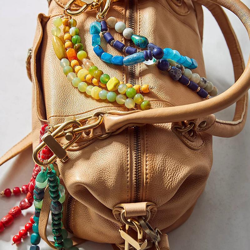 New Fashion Colorful Beads Keychain Bag Pendant Charms Keyring Backpack Decor Jewelry Accessories