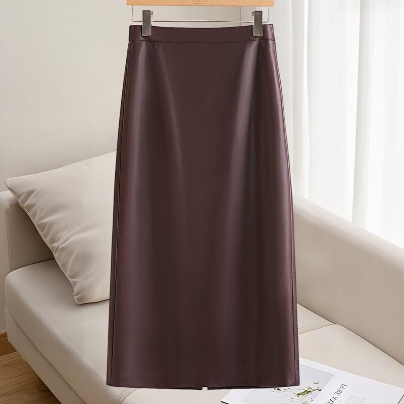 Elegant High-Waist Slit Midi Skirt S