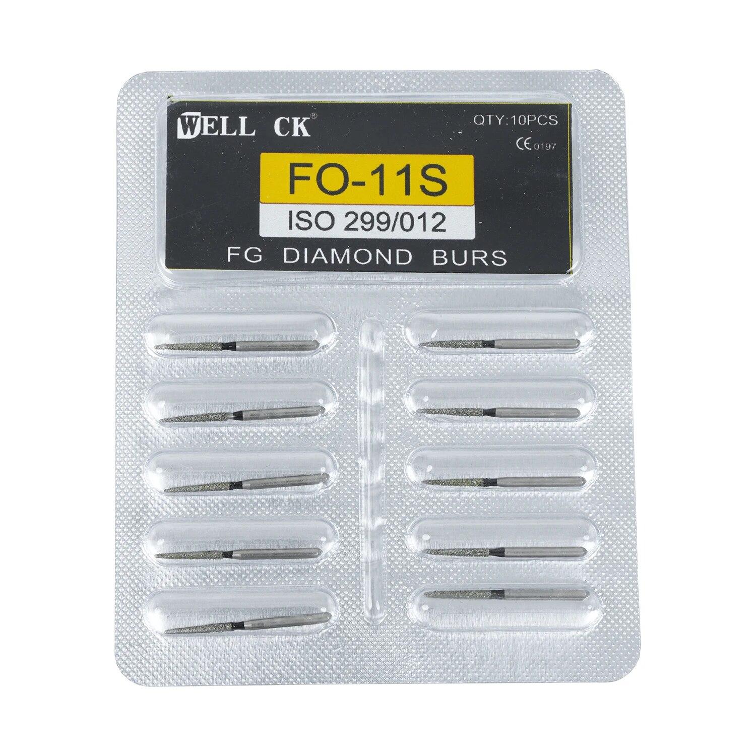 

10 шт./упак., стоматологические алмазные боры CK 1,6 мм для высокоскоростного наконечника, супер грубые алмазные боры, шлифовальный инструмент для стоматолога, шлифовальный инструмент 10pcs FO-11S