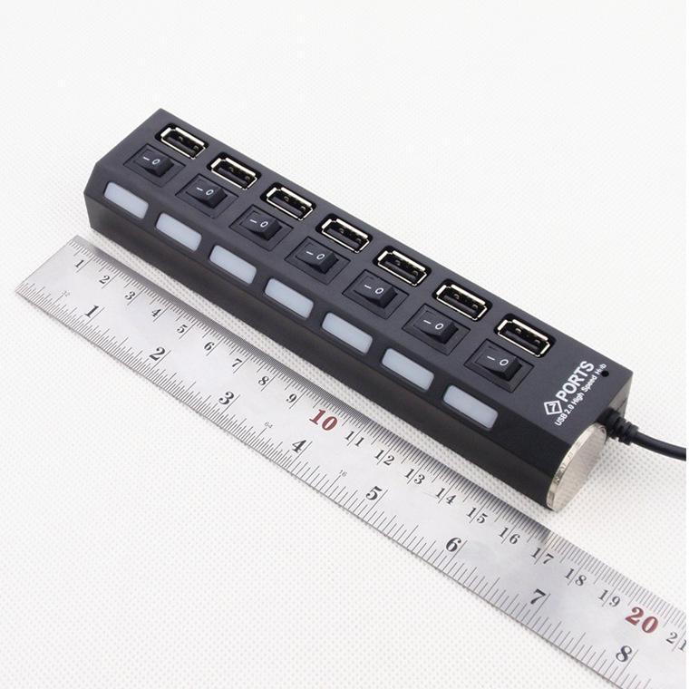 7-Port USB Hub with Individual Switches - Hub Expansion Splitter