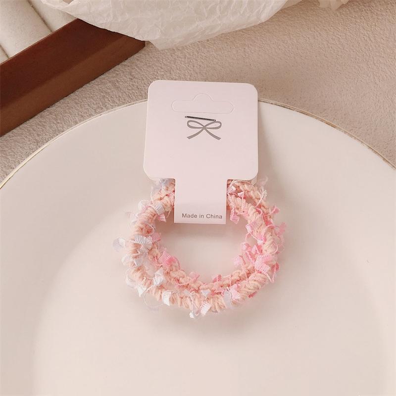 Colorful Candy Floss Hair Ties Spring Autumn Winter Versatile Elastic Hair Bands for Girls Kids Cute Ball Headbands