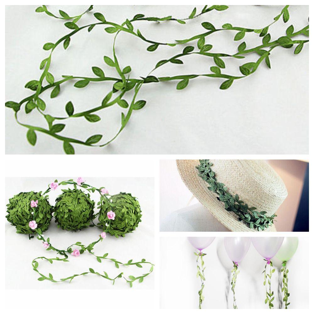 

Flowers Rattan Decorative Rope Garland Green Foliage Wreath Craft Leaf-Shaped Ribbon Silk Leaves