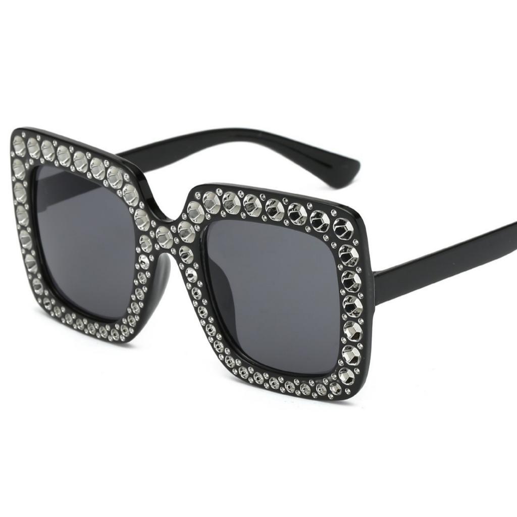 Starry Sky Sunglasses With Diamond Accents, Large Frame Glasses, Square Sunglasses, Street Style Trendy Personalized Sunglasses For Women